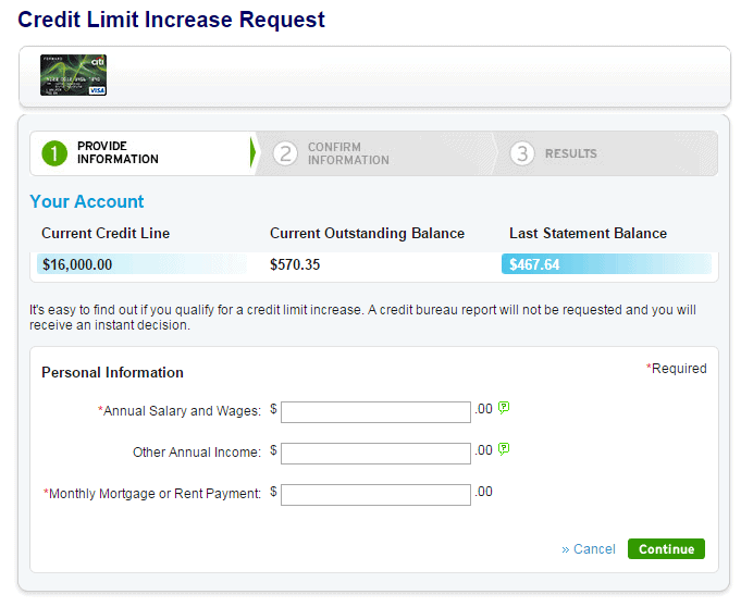 Citi Credit Limit Request
