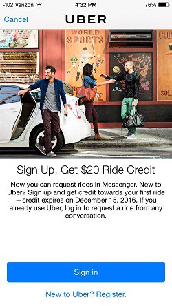 I've never used it but $20 off your first ride usually means its free!