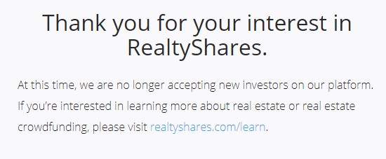 RealtyShares Shut Down Email
