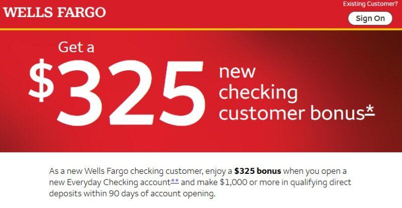 Wells Fargo Bonus Promotions: $2,500 Premier, $325 Checking (April 2026)