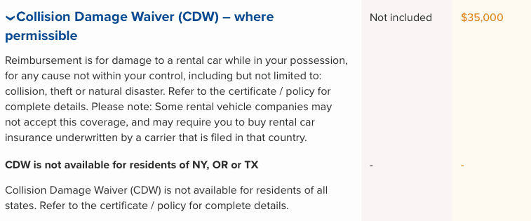 Collision Damage Waiver (CDW)