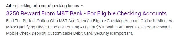 M&T Bank Checking Offer - July 2020 Ad