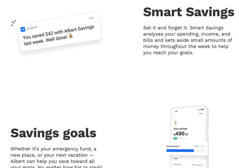 Albert Savings Goals