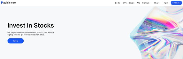public stocks landing page screenshot