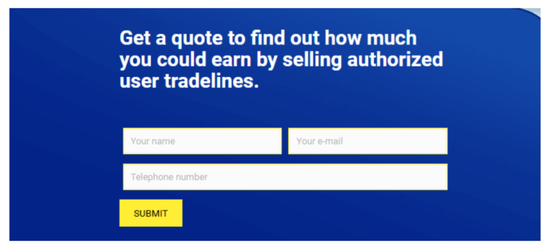 screenshot of tradeline supply company quote 
