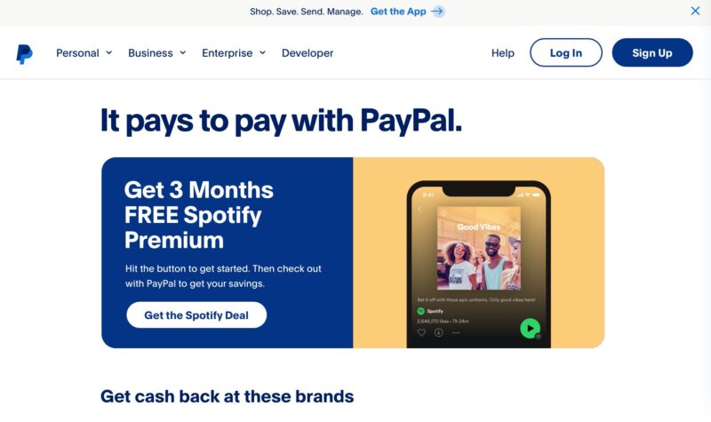 PayPal Homepage 