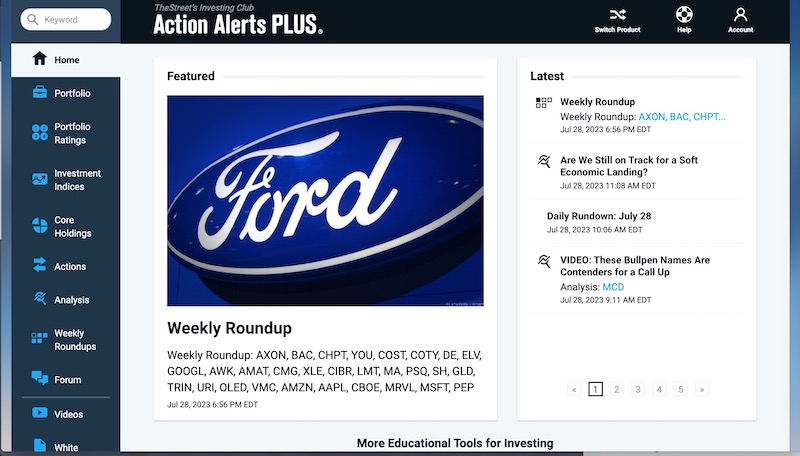action alerts plus homepage