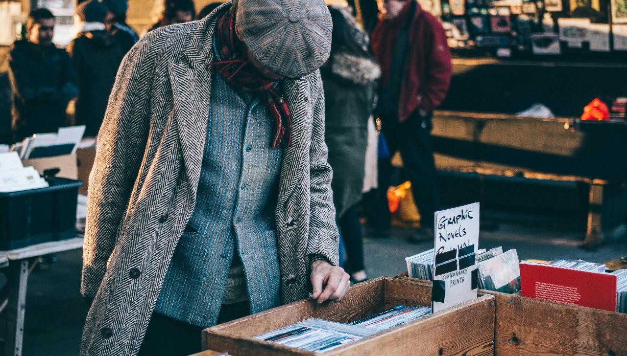 man at a flea market