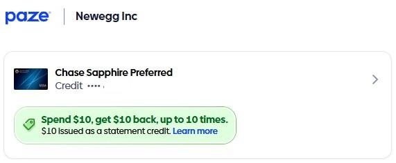 Paze Spend $10, Get $10 Back Promotion: Get $100 per Credit Card